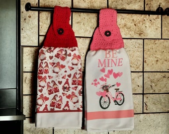 Valentine's Kitchen Crochet-Topped Towels -2 Styles Available
