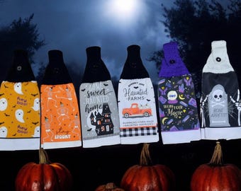 Halloween Themed Kitchen Crochet-Topped Towels -6 Styles Available