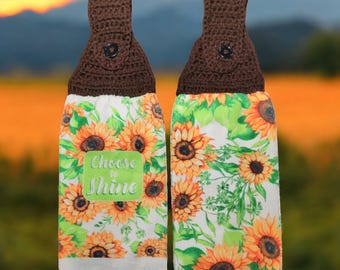 SUNFLOWER Kitchen Crochet-Topped Towels -2 Styles Available