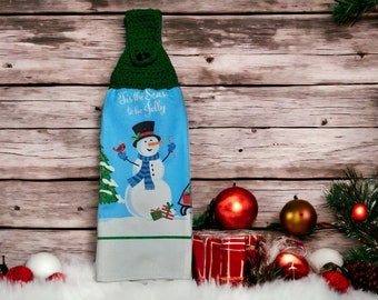 Christmas Crochet-Topped Kitchen Towels
