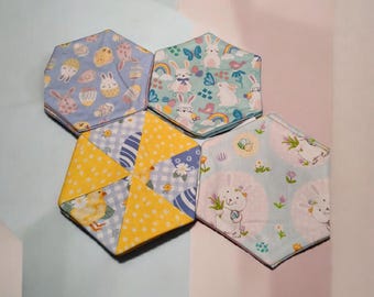 Spring/Easter Season - Hexagon 2-Sided Design Pot Holders/Trivets