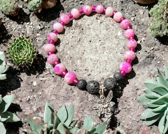 Bracelet- Esstential Oil Diffuser - Lava Beads/Charm