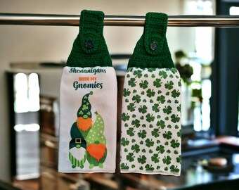 St Patty Day - Kitchen Crochet-Topped Towels -2 Styles Available