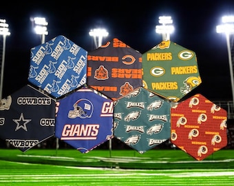 Football Fan Hexagon Double-Sided Design Pot Holders/Trivets - Pair (2) (Option Sets 1 of 4)