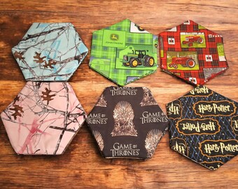 Hexagon Double-Sided Design Pot Holders/Trivets - Pair (2) (Option Set 5 of 5)