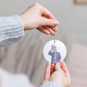 Downton-Inspired Ceramic Ornament | Line Art Characters | Matte-on-Gloss Finish | Holiday Gift | Fan Art Item | Holiday Christmas Tree image 4