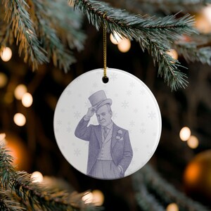 Downton-Inspired Ceramic Ornament | Line Art Characters | Matte-on-Gloss Finish | Holiday Gift | Fan Art Item | Holiday Christmas Tree image 2