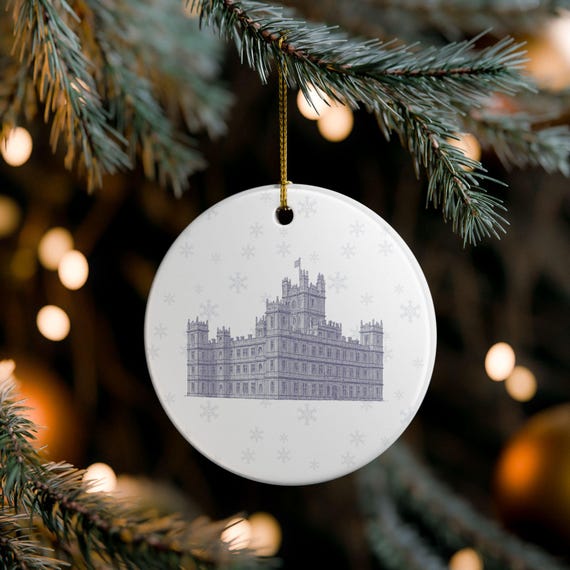 Downton-Inspired Ceramic Ornament | Line Art Characters | Matte-on-Gloss Finish | Holiday Gift | Fan Art Item | Holiday Christmas Tree