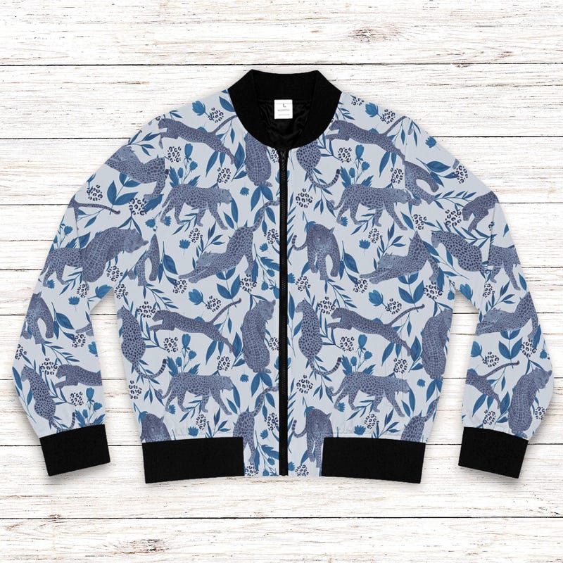 Black Cat Knit Print Women's Bomber Jacket