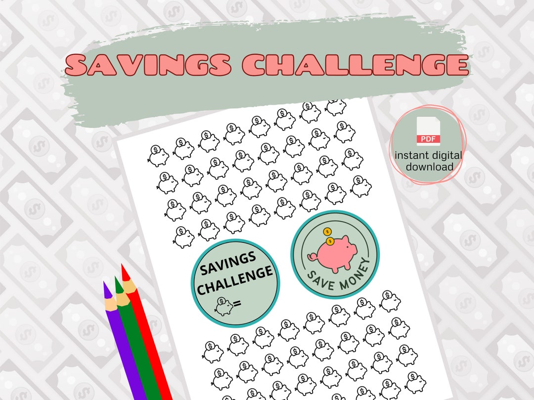 Piggy Bank Savings Challenge: Money Tracker, Budget Sheet (PDF) - Etsy