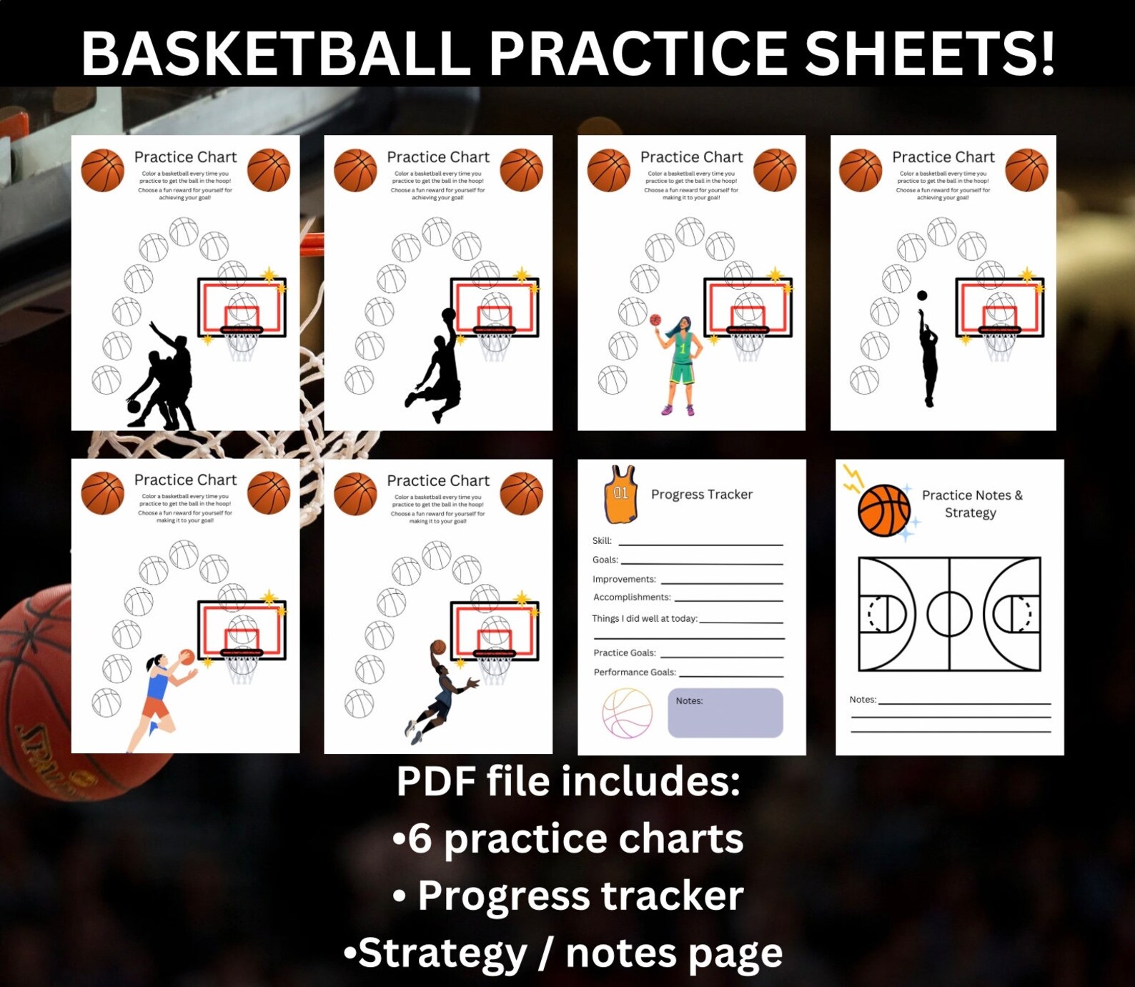 Basketball Sheets Printable Instant Download Etsy Basketball Sheets Printable Instant Download Etsy