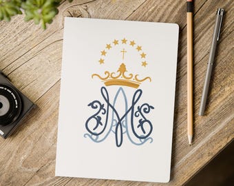 Auspice Maria Monogram Virgin Mary Catholic Prayer Journal Catholic Notebook Journal Bible Study Notebook Catholic Gift Marian Journal