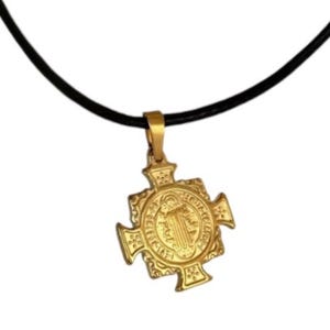 St Benedict Necklace Choker Gold | Protection Necklaces Saint | Saint Benedict Jewelry | Gold Pendant Necklace Christian | Christian Gifts