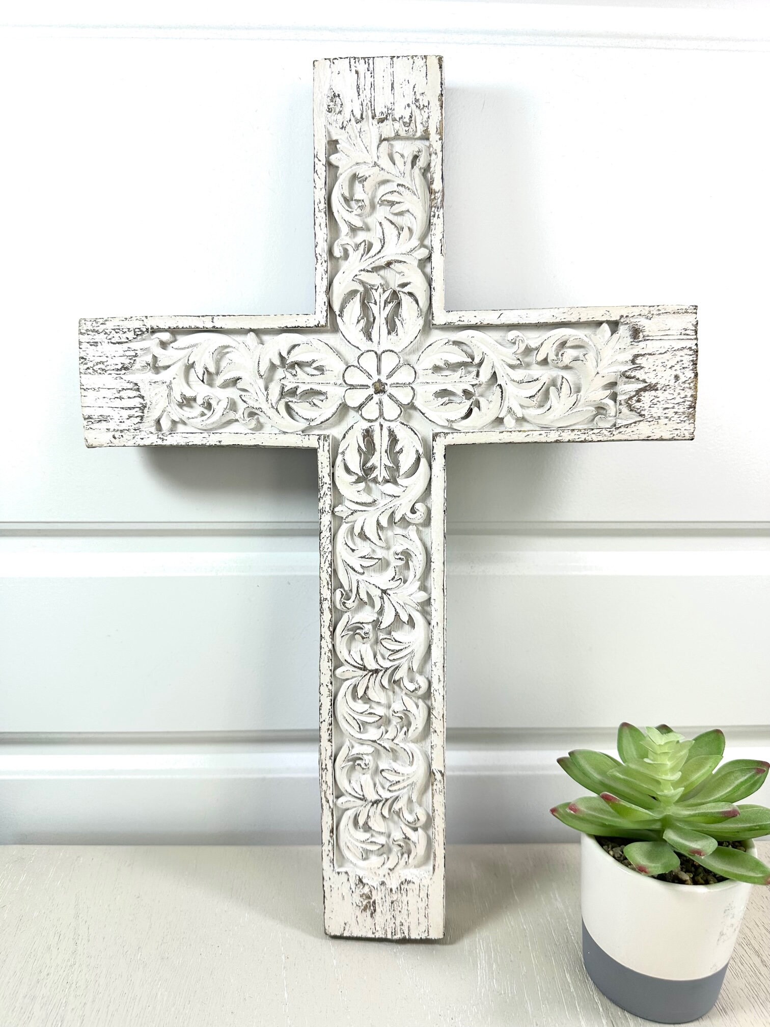 Antiqued Wall Cross, Antique Wall Cross, Christian Wall Cross,baptism