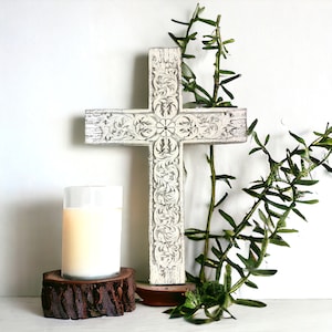 Antiqued Wall Cross, Antique Wall Cross, Hanging Cross, Christening Baptism Gift, First Communion Gift, Housewarming gift, Wedding Cross