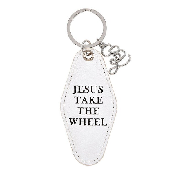 Vintage Style Leather Keychain, Jesus Take The Wheel, Christian gifts, Easter Gift, Faith keychain, Christian keychain, Retro Keychain, Lent