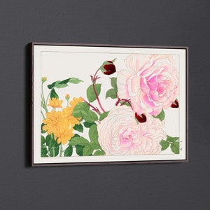 Lienzo decorativo para pared y póster con diseño de rosa vintage de Tanigami Konan [5:7]