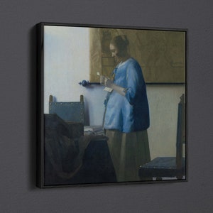 Mujer leyendo una carta de Johannes Vermeer Lienzo decorativo para pared y póster impreso [cuadrado]