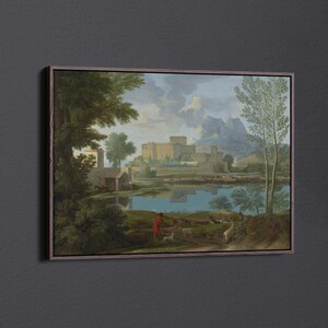 Landscape with a Calm by Nicolas Poussin Canvas Wall Art & Poster Print [5:7]