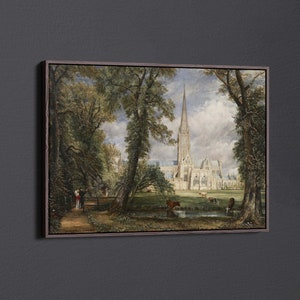 Salisbury Cathedral from the Bishop&#39;s Garden by John Constable Canvas Wall Art & Poster Print [5:7]