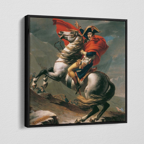 Napoleon at the Great St. Bernard by Jacques Louis David Canvas Wall Art & Poster Print [square]