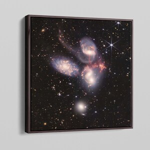 Stephan&#39;s Quintet (NIRCam and MIRI Composite Image) by NASA Canvas Wall Art & Poster Print [square]