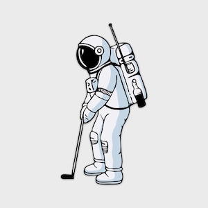 Naklejka golfowa astronauta | Naklejka wycinana z winylu | Wodoodporna | Prezent golfowy | Sztuka | Golfista kosmiczny | Zestaw naklejek | Bogey Par | Fore | Wózek golfowy