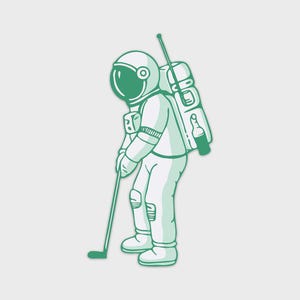 Naklejka golfowa astronauta | Naklejka wycinana z winylu | Wodoodporna | Prezent golfowy | Sztuka | Golfista kosmiczny | Zestaw naklejek | Bogey Par | Fore | Wózek golfowy
