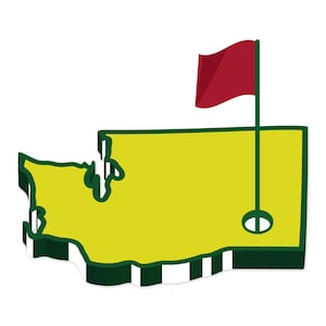 Naklejka Masters Washington State | Wycinany winyl, wodoodporny | Idealny prezent, spersonalizowany dla fanów graczy Golf