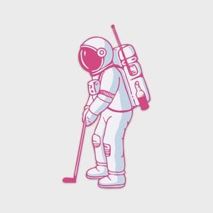Naklejka golfowa astronauta | Naklejka wycinana z winylu | Wodoodporna | Prezent golfowy | Sztuka | Golfista kosmiczny | Zestaw naklejek | Bogey Par | Fore | Wózek golfowy