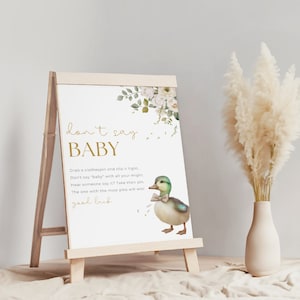 Don&#39;t Say Baby Clothespin Game, Don&#39;t Say Baby Sign Printable, Mallard Duck Shower Sign, Baby Shower Games Printable | Baby Shower Sign