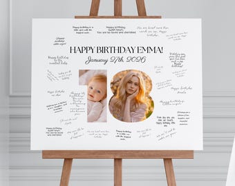 Bewerkbare 18e verjaardag handtekening bord afdrukbaar, 18e verjaardag welkomstbord, minimaal 18e verjaardag fotobord, 18e verjaardag fotobord