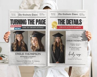 Newspaper Graduation Invitation 2024, Graduation Announcement 2024, Newspaper Grad Invite, College Graduation, Senior Graduation Invitation