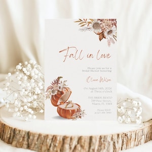 Fall Bridal Shower Invitation Template, Fall In Love Bridal Shower Invite, Fall Floral Bridal Shower Invite, Editable Autumn Bridal Shower