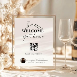 Willkommen beim Open House Counter Sign Bearbeitbare QR-Code-Vorlage für Realtor Digital Download