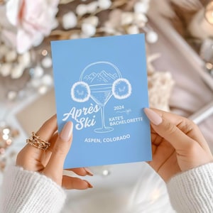 Apres Ski Bachelorette Weekend Invite, Ski Bachelorette Party Invitation and Itinerary, Last Toast on the Slopes Mountain Ski Social Club