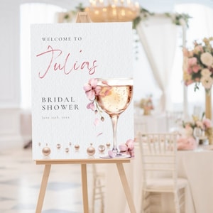 Pearls and Prosecco Bridal Shower Welcome Sign, Champagne Pearls & Prosecco Bridal Shower Poster, Petals And Prosecco Bridal Shower Sign