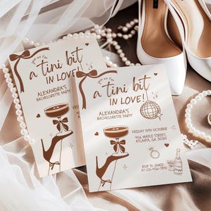 Espresso Martini Bridal Shower Invitation, A Tini Bit in Love Bachelorette Party Invite, Tini Bit Closer Coquette Cocktail Theme Template