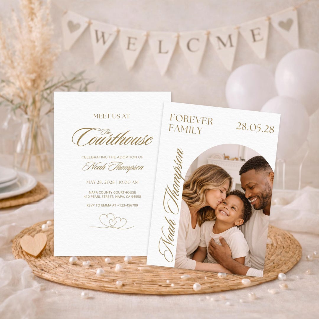 Adoption Day Invitation Template, Courthouse Adoption Photo Card, Meet ...