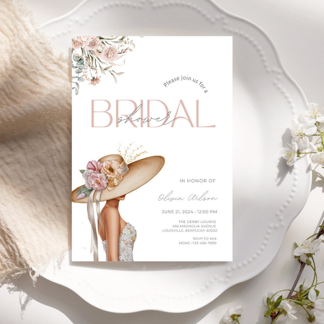 Derby Bridal Shower Invitation, Floral Hat Bridal Shower Bridal Invite, They're Off to the Altar Bridal Shower Invite, Horse Racing Shower