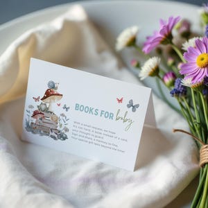 Carte Livres éditables sur la grenouille et les champignons pour bébé | Baby Shower dans la forêt enchantée | Queues de chiot | Fête des champignons | Demande d'impression
