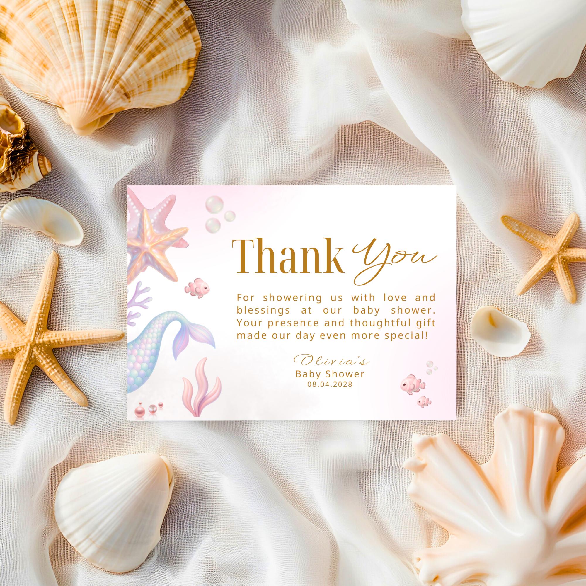 Sea You Soon Baby Shower Bundle, Pink Under the Sea Seashell Invite Set ...