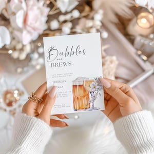 Couples Shower Invitation Template, Bubbles and Brews Couples Shower Invitation, Brews and Bubbly Bridal Shower Invite, Coed Baby Shower