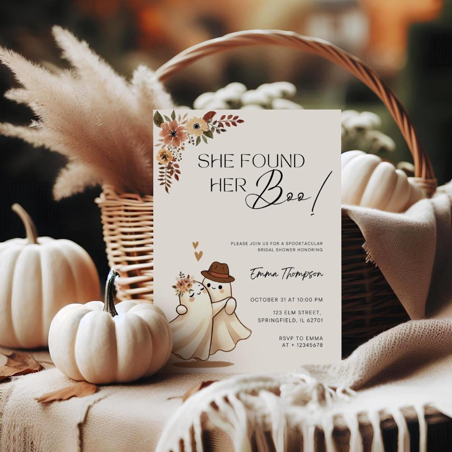 She Found Her Boo Bridal Shower Invitation Editable Halloween Invite ...