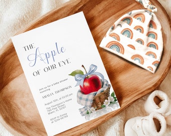 Fall Baby Shower Invitation Apple, Apple of Our Eye Baby Shower Invitations, Apple Baby Shower Invite Template, Picked Just for Us,