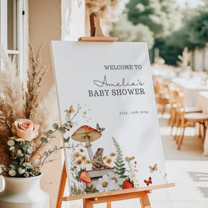 Cartelli di benvenuto per baby shower Fungo, cartello di benvenuto per baby shower Fungo, cartello di benvenuto per baby shower Fungo della foresta, poster fungo della foresta