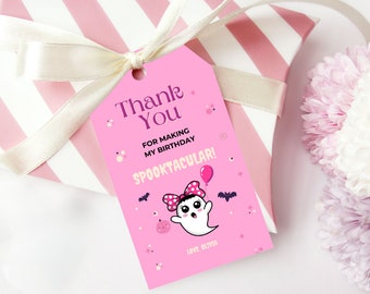 Halloween Birthday Thank You Favor Tag, Editable Birthday Halloween Favor Tags, Halloween Thank You Tags, Halloween 1st Birthday Favor Label