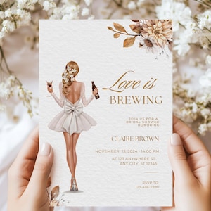 Editable Love Is Brewing Bridal Shower Invitation Template, Espresso Martini Bridal Shower Invite, Printable Coffee Bridal Shower Invitation