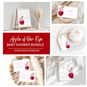 EDITABLE Apple Of Our Eye Baby Shower Bundle, Fall Apple Baby Shower Invitation Set, Apple Harvest Baby Shower Game Pack, Instant Download