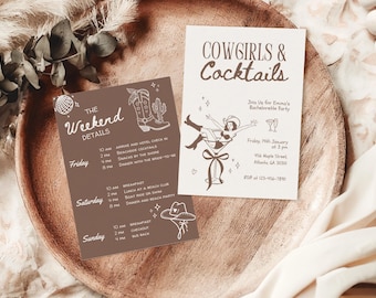 Cowgirls And Cocktails Bachelorette Invitation, Last Rodeo Bachelorette Invite, Editable Cowgirl Bachelorette Invite, Western Bach Template